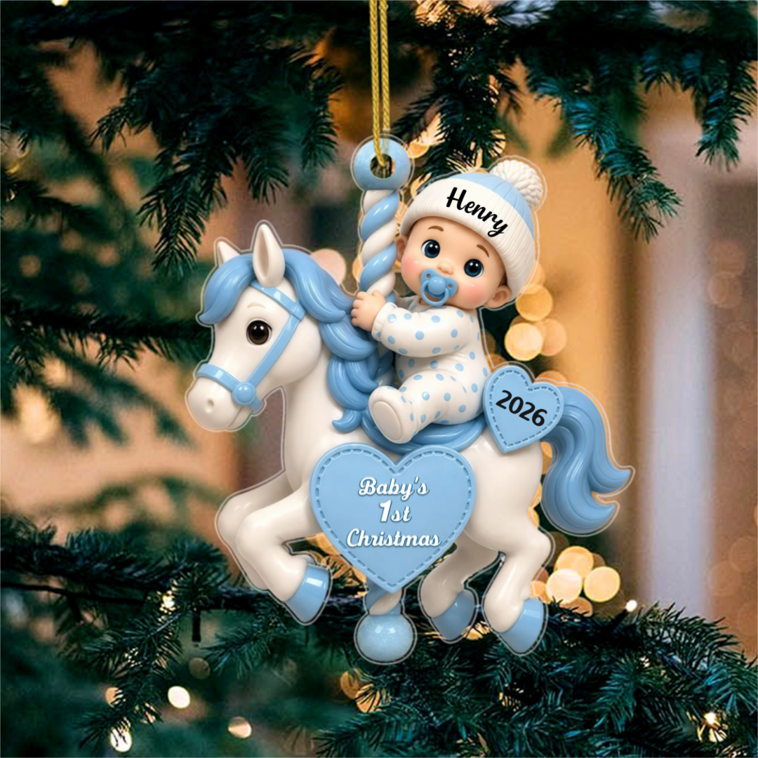 BabyFirstChristmasOnCarouselHouse_PersonalisedGiftAcrylicOrnamentForNewborn_3_81812208 dc7e 4dc9 9213 c9fe3d1a6722