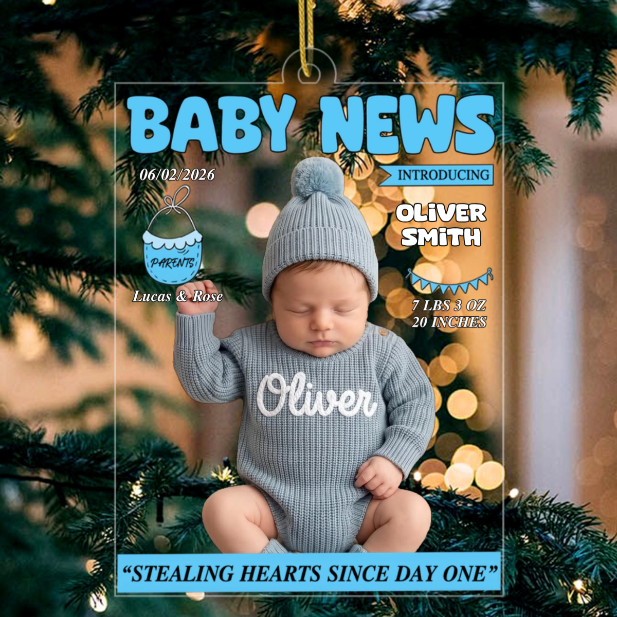 BabyNewsMagazinePhoto_PersonalisedGiftAcrylicOrnamentForBaby_sFirstChristmas_NewParents_2
