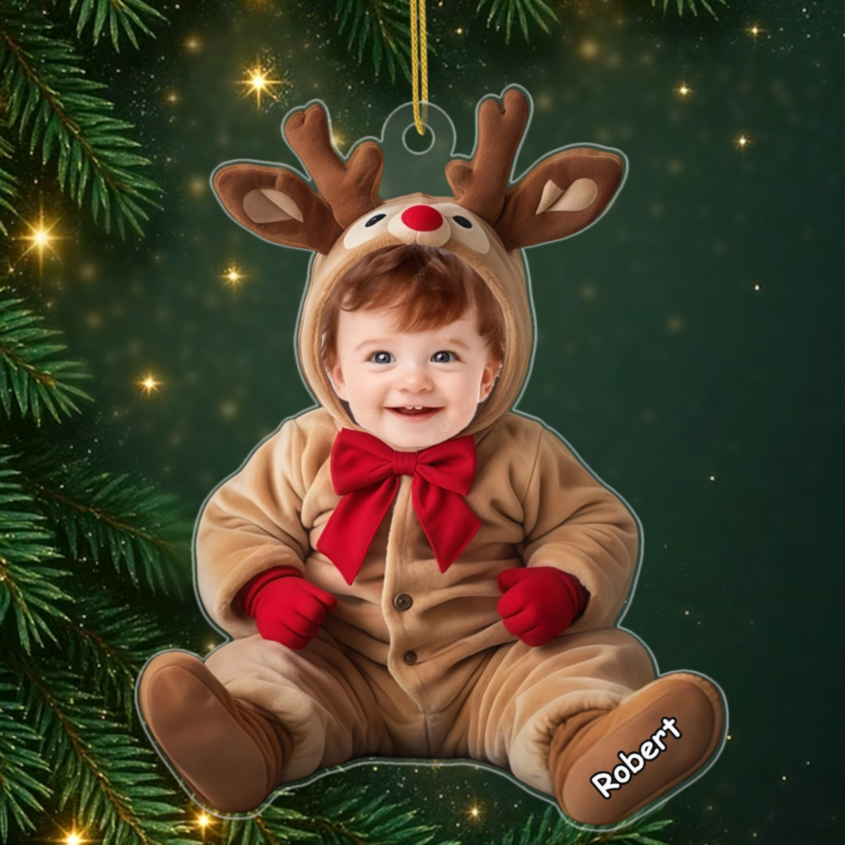 BabyReindeer_PersonalisedGift AcrylicChristmasOrnamentForBaby_sFirstChristmas