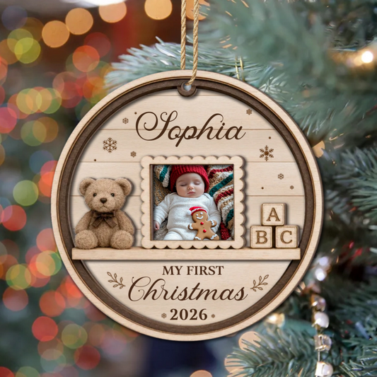 Baby_sFirstChristmasCustomPhoto_PersonalisedGift2 LayerWoodenOrnamentForBaby