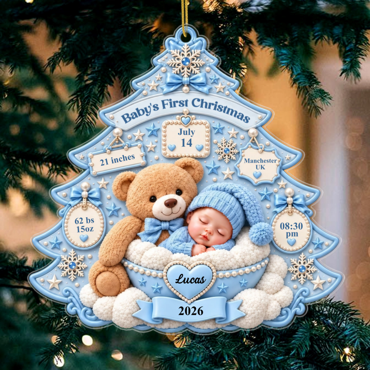 Baby_sFirstChristmasTeddyBearTreeBirthStats_PersonalisedGiftAcrylicOrnamentForNewborns_Babies_2