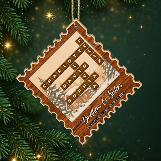 Brothers_Sisters_Forever_Linked_Postage_Stamp_ _Personalised_Gift_1 Layer_Wooden_Ornament_For_Brothers_Sisters12