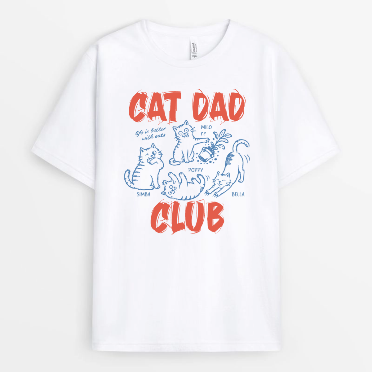 CatDadClub CustomCatNameRetroOrange PersonalisedT shirtFunnyFather_sDayGiftForDad_4