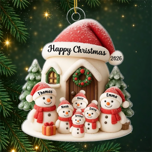 ChristmasSnowmanFamily PersonalisedGiftAcrylicOrnamentForFamily