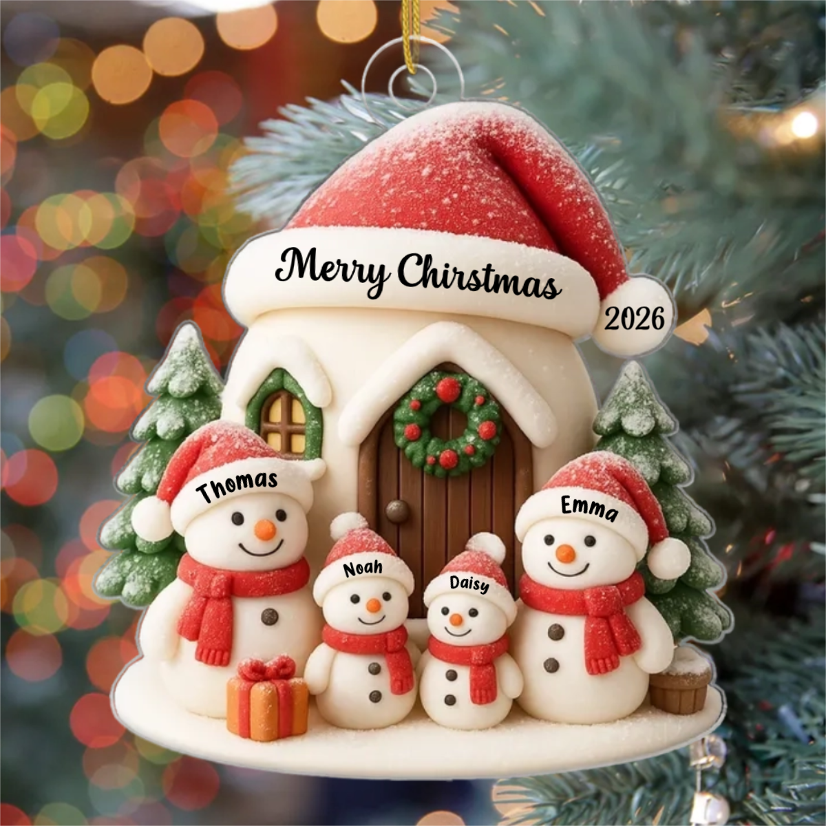 Christmas_Snowman_Family_ _Personalised_Gift_Acrylic_Ornament_For_Family_2