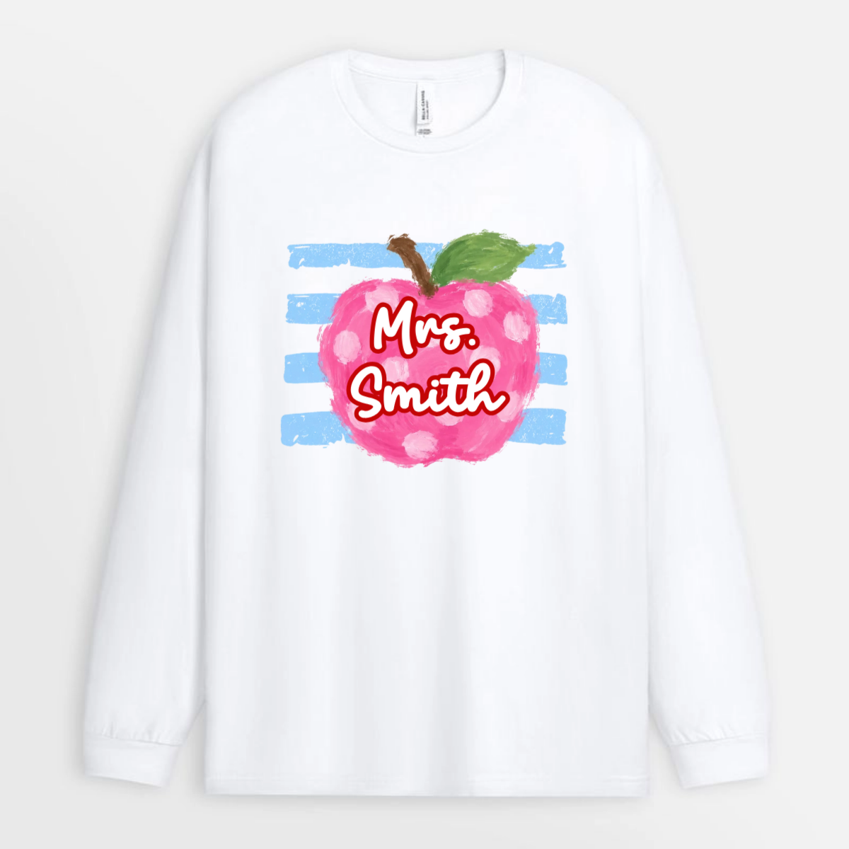 Coastal_Apple_Pencil_Stripes_Back_To_School_Personalised_Gift_T Shirt_For_Teacher_3