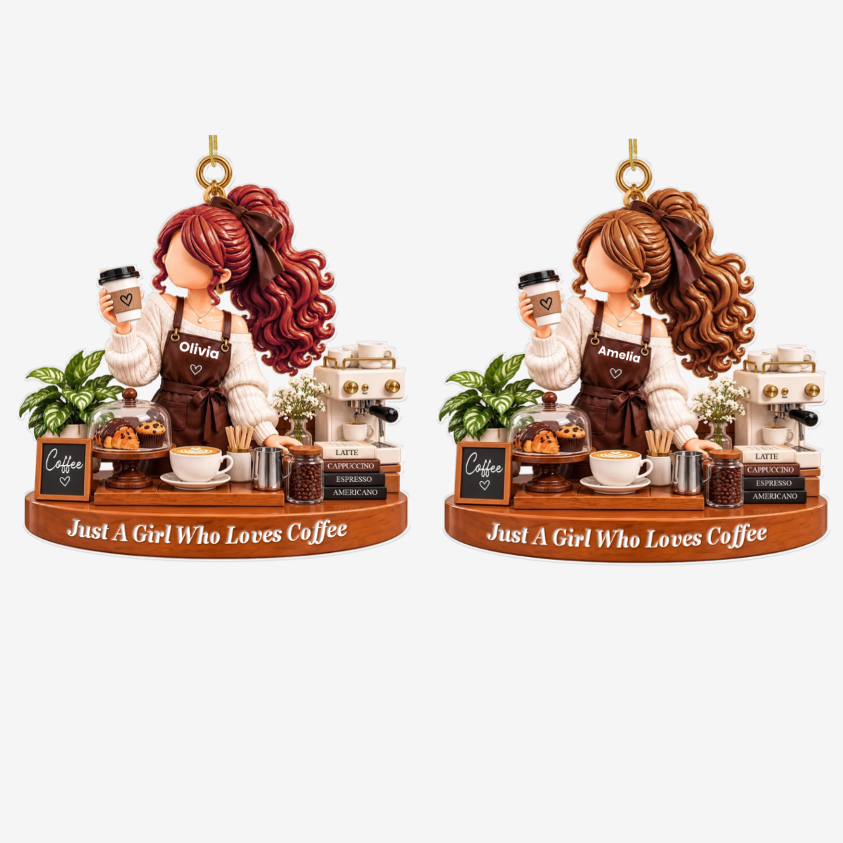 CoffeeLoverGirl_PersonalisedGift AcrylicOrnamentForCoffeeLovers1