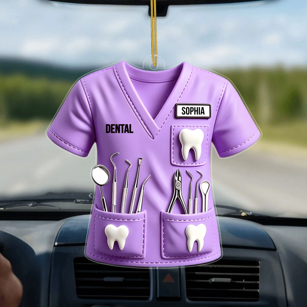CustomDentalScrubUniform_PersonalisedGiftAcrylicOrnamentForDentists
