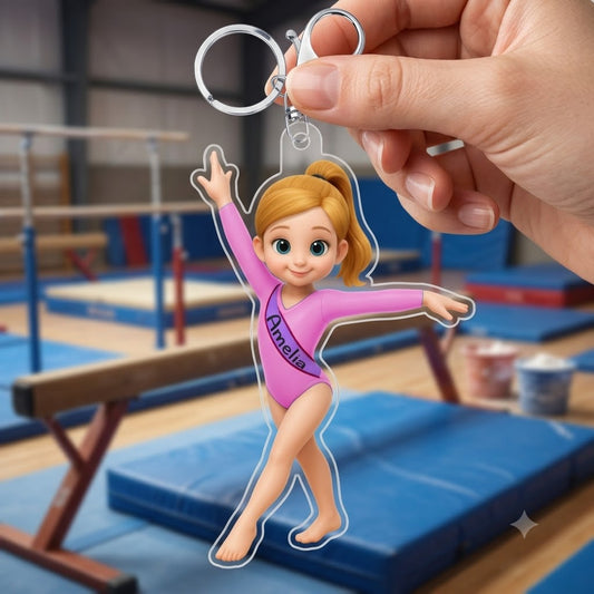 CustomGymnastGirl_PersonalisedGiftAcrylicKeychainForGymnasts