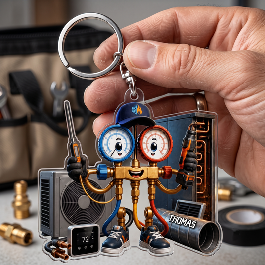 CustomHVACTech_PersonalisedGiftAcrylicKeychainForHeating_CoolingProfessionals