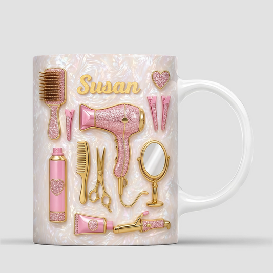 CustomHairstylistAccentMug 2DFLATNewHairSalonCoffeeCup CosmetologyGraduationGift_HairdresserBirthdayPresentPersonalisedHairDresserMug_1