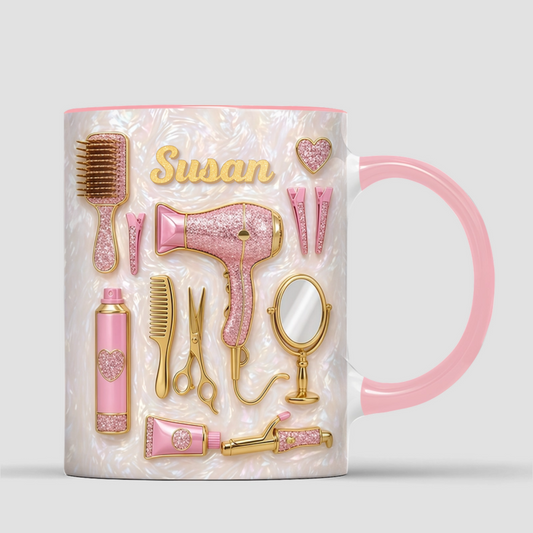 CustomHairstylistAccentMug 2DFLATNewHairSalonCoffeeCup CosmetologyGraduationGift_HairdresserBirthdayPresentPersonalisedHairDresserMug_2