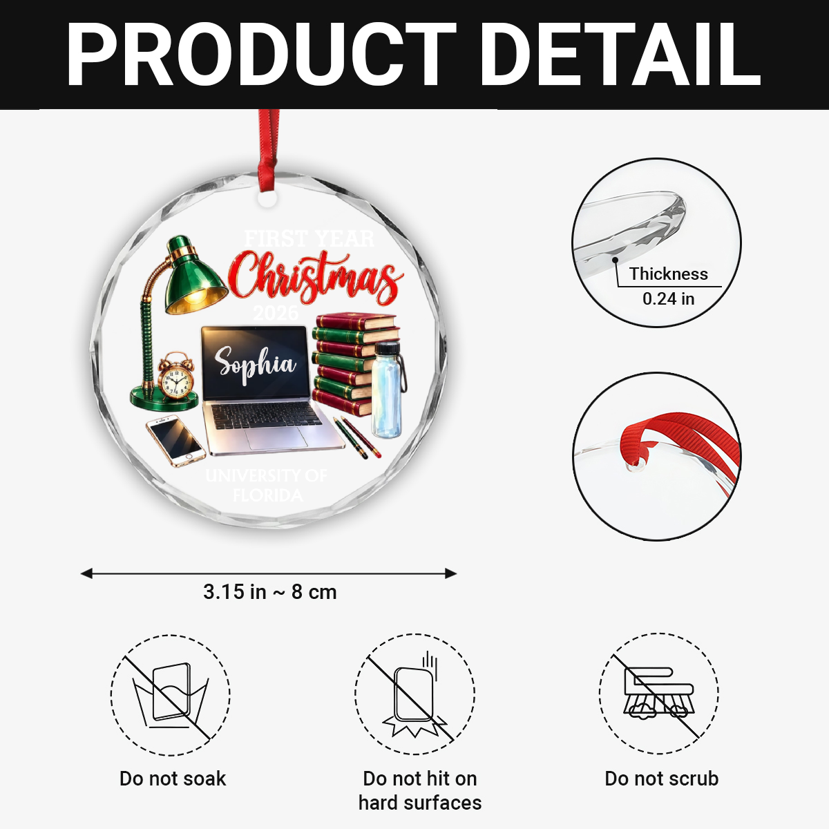CustomNameFreshmanYearChristmas_PersonalisedGiftGlassCircleOrnamentForCollegeStudents_1