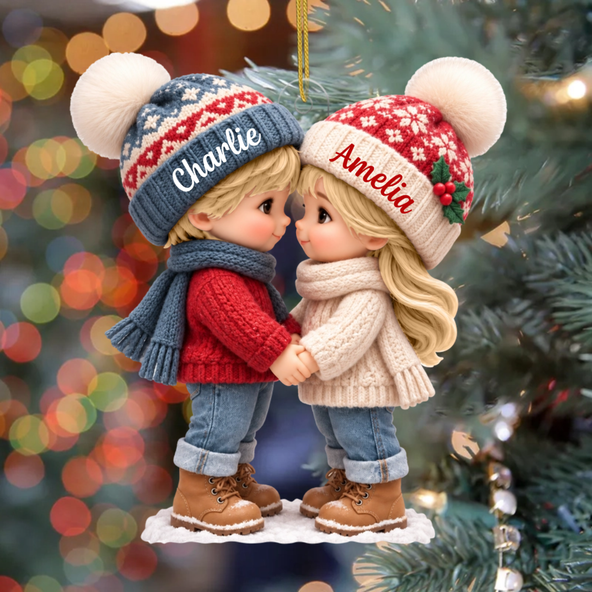 CuteCartoonCouple_PersonalisedGift AcrylicOrnamentForCouples1