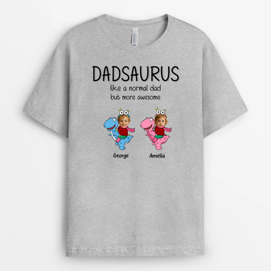 DaddysaurusGrandpasaurusKidFacePhotoDinosaurCustom PersonalisedGiftT ShirtForDadAndGrandad