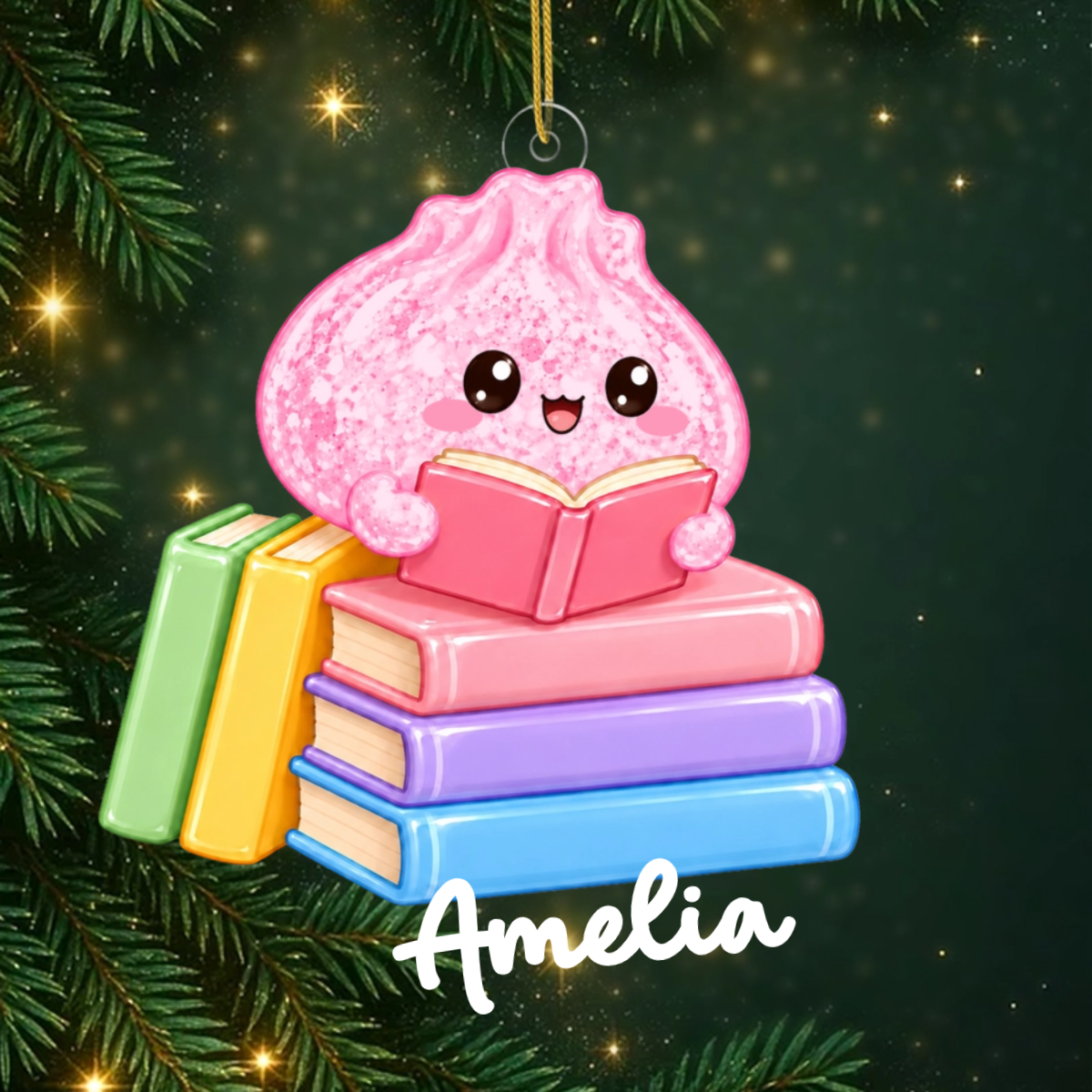 DumplingBookLover_PersonalisedGift AcrylicOrnamentForBookLovers