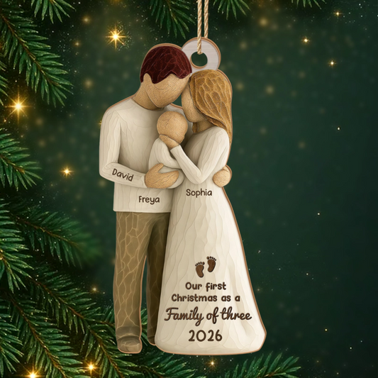 First_Christmas_As_A_Family_ _Personalised_Gift_1 Layer_Wooden_Ornament_For_Families1