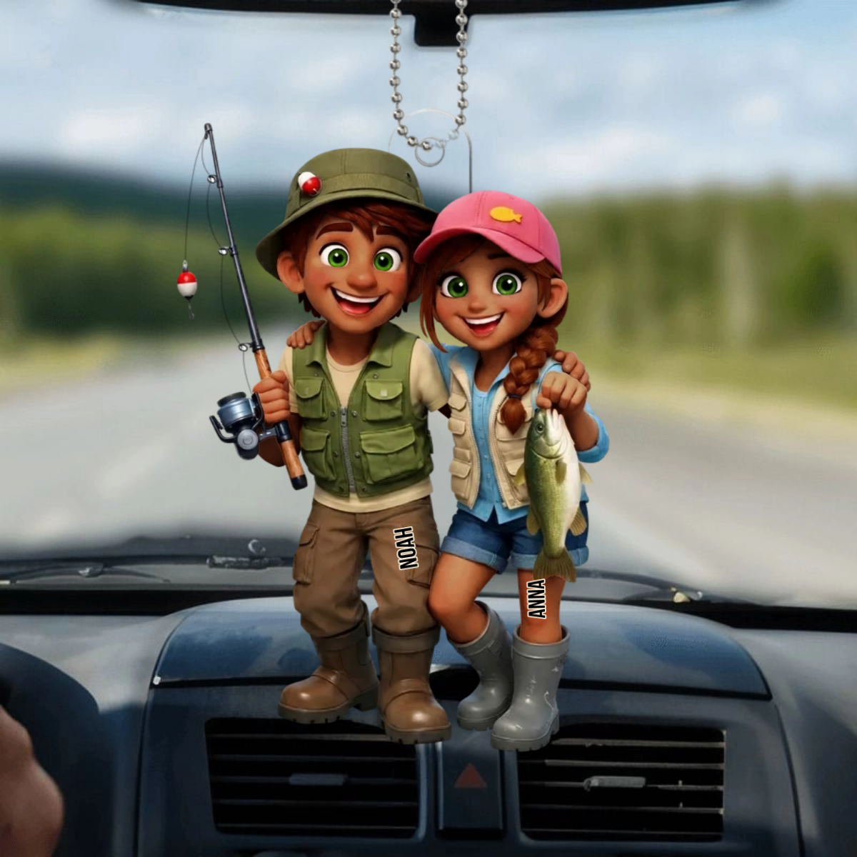FishingCoupleCartoon_PersonalisedGiftHangingOrnamentForCouples