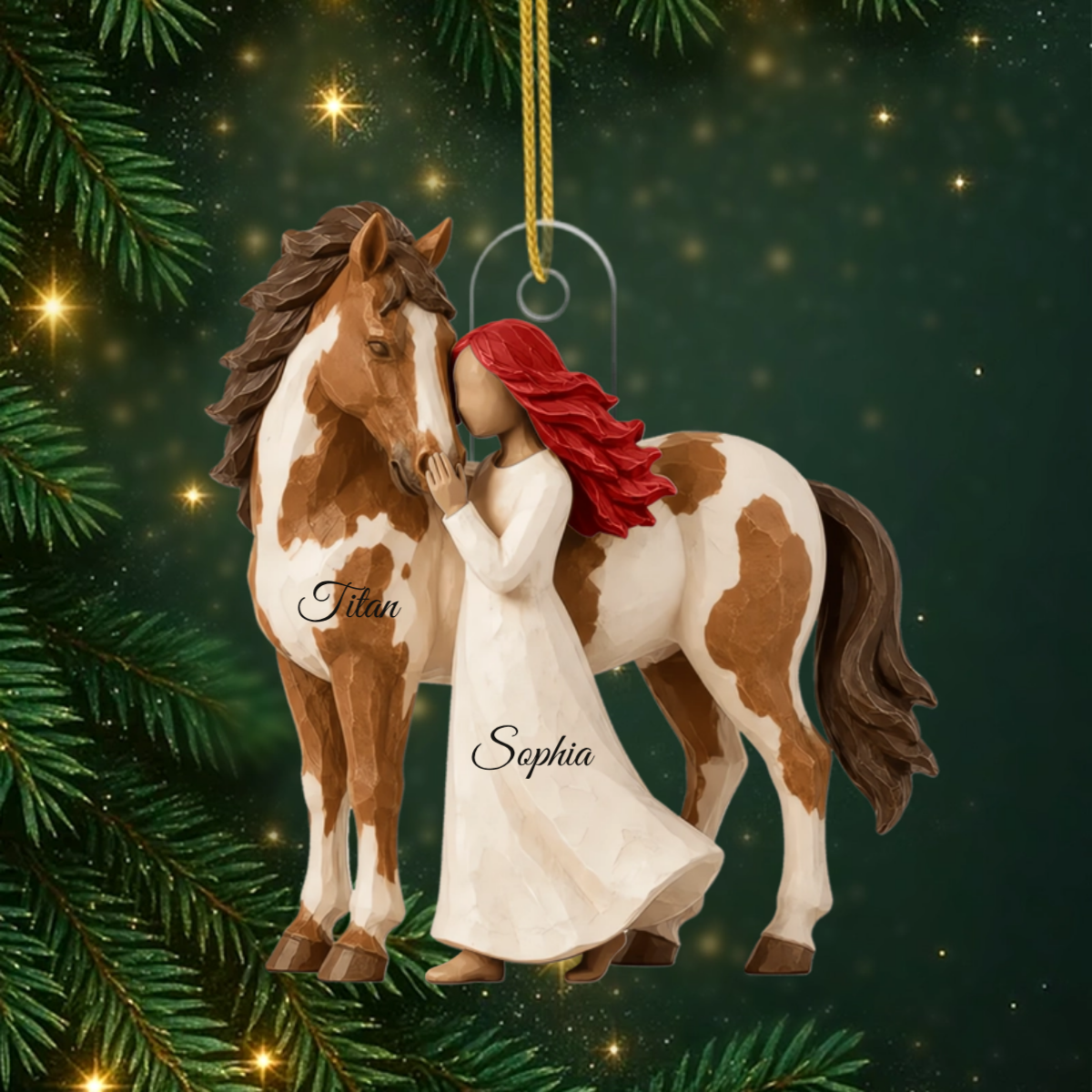GirlStandingWithHorse_PersonalisedGiftAcrylicOrnamentForHorseLovers_2
