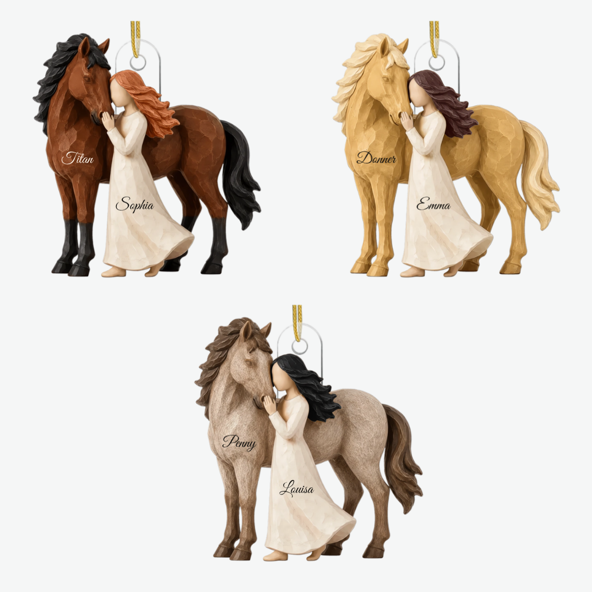 GirlStandingWithHorse_PersonalisedGiftAcrylicOrnamentForHorseLovers_3