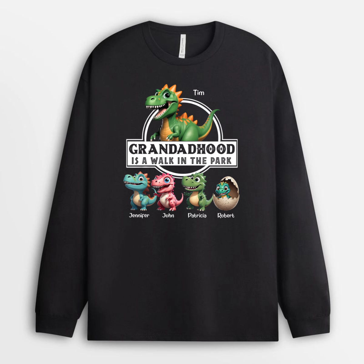 GrandadhoodIsAWalkInThePark Dinosaurs PersonalisedFather_sDayBirthdayGifts PersonalisedShirtGiftForGrandad_1