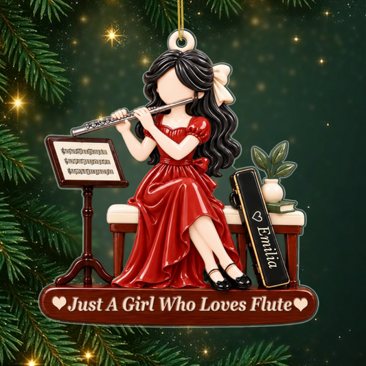 Just_A_Girl_Who_Loves_Flute_ _Personalised_Gift_Acrylic_Ornament_For_Flute_Lovers