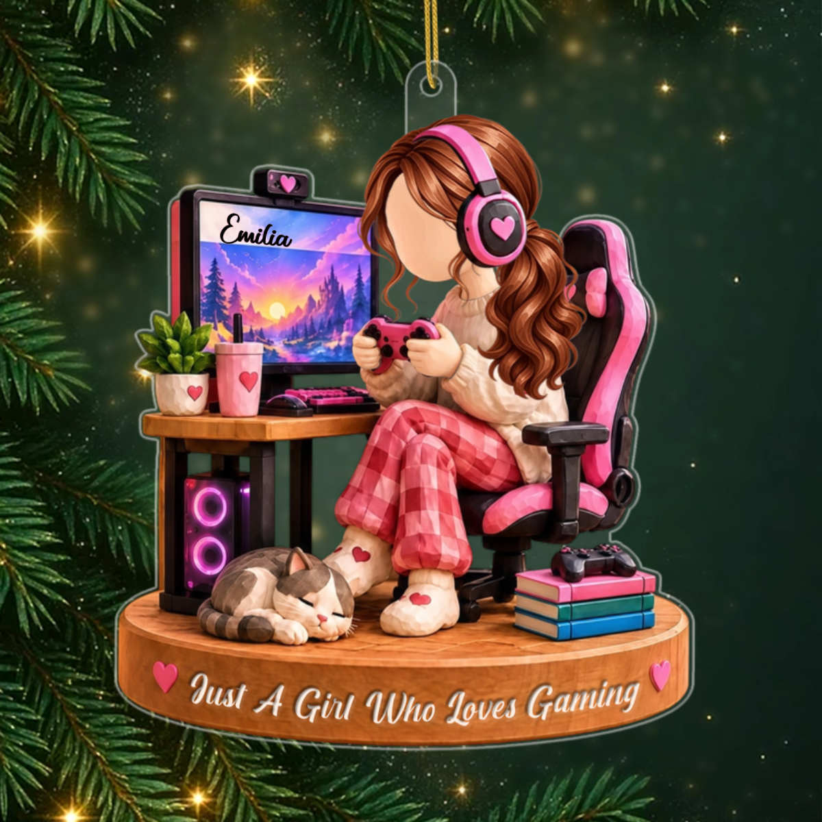 Just_A_Girl_Who_Loves_Gaming_ _Personalised_Gift_Acrylic_Ornament_For_Gamer_Girls3