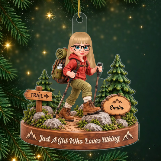 Just_A_Girl_Who_Loves_Hiking_ _Personalised_Gift_Acrylic_Ornament_For_Daughters_And_Granddaughters