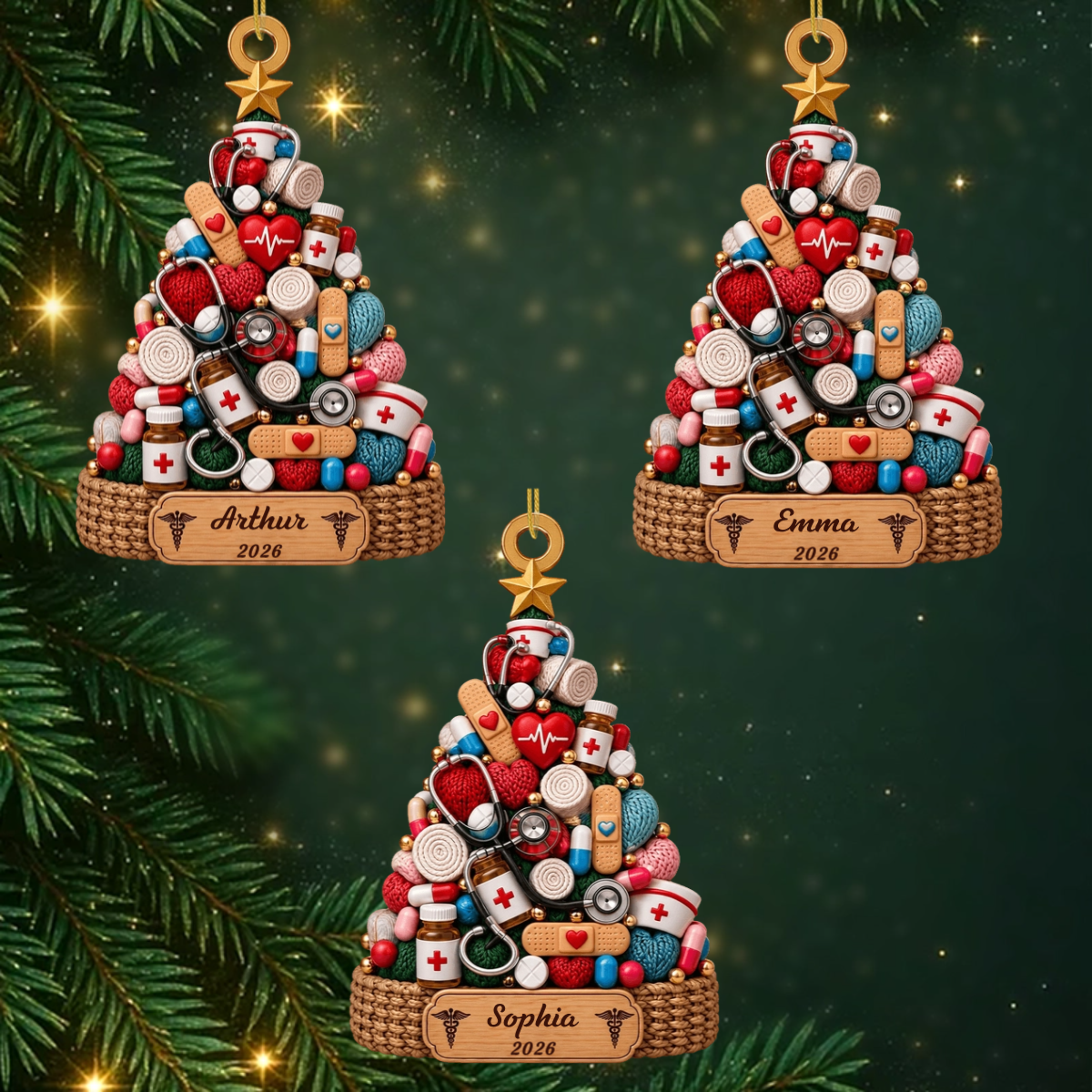 Medical_Christmas_Tree_ _Personalised_Gift_Acrylic_Ornament_For_Healthcare_Worker_2