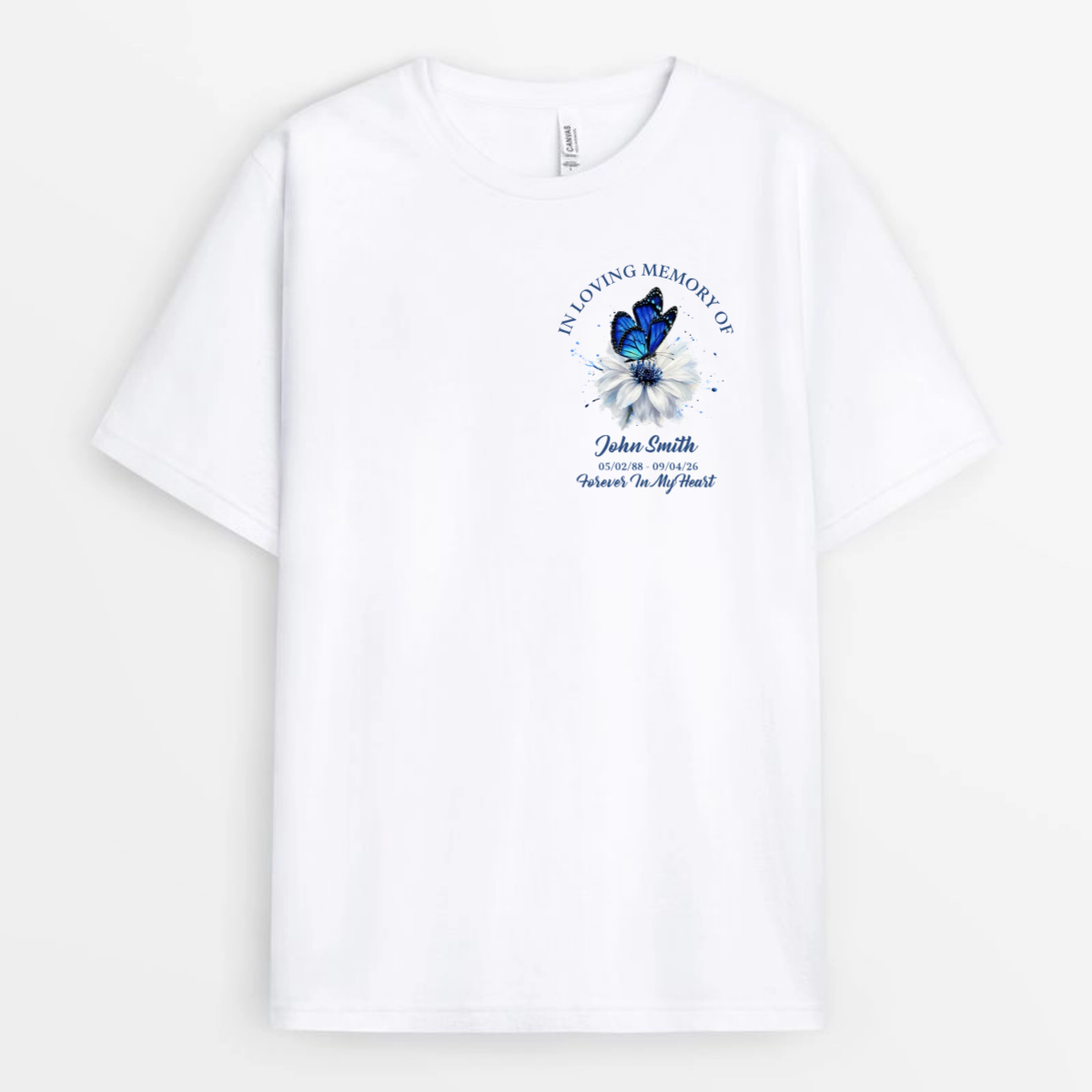 MemorialButterflyForeverInMyHeart_PersonalisedGiftT ShirtForMum_Dad_Grandma_Grandad_Family