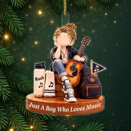 MusicLoverBoy_PersonalisedGift AcrylicOrnamentForMusicStudents2