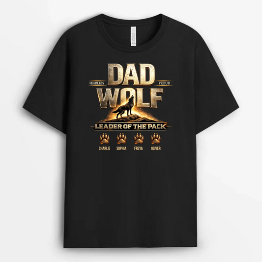 Papa_Wolf_With_Kids_Names_Custom_Personalised_Gift_T Shirt_For_Dad_And_Grandad_1