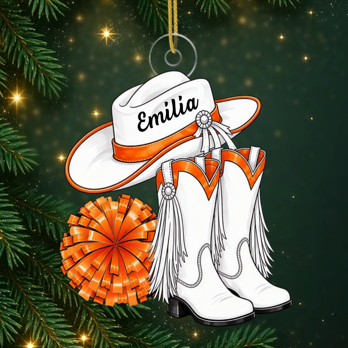 Personalised_Cowgirl_Boots_Christmas_Ornament_ _Personalised_Gift_Acrylic_Ornament_For_Drill_Team_Members