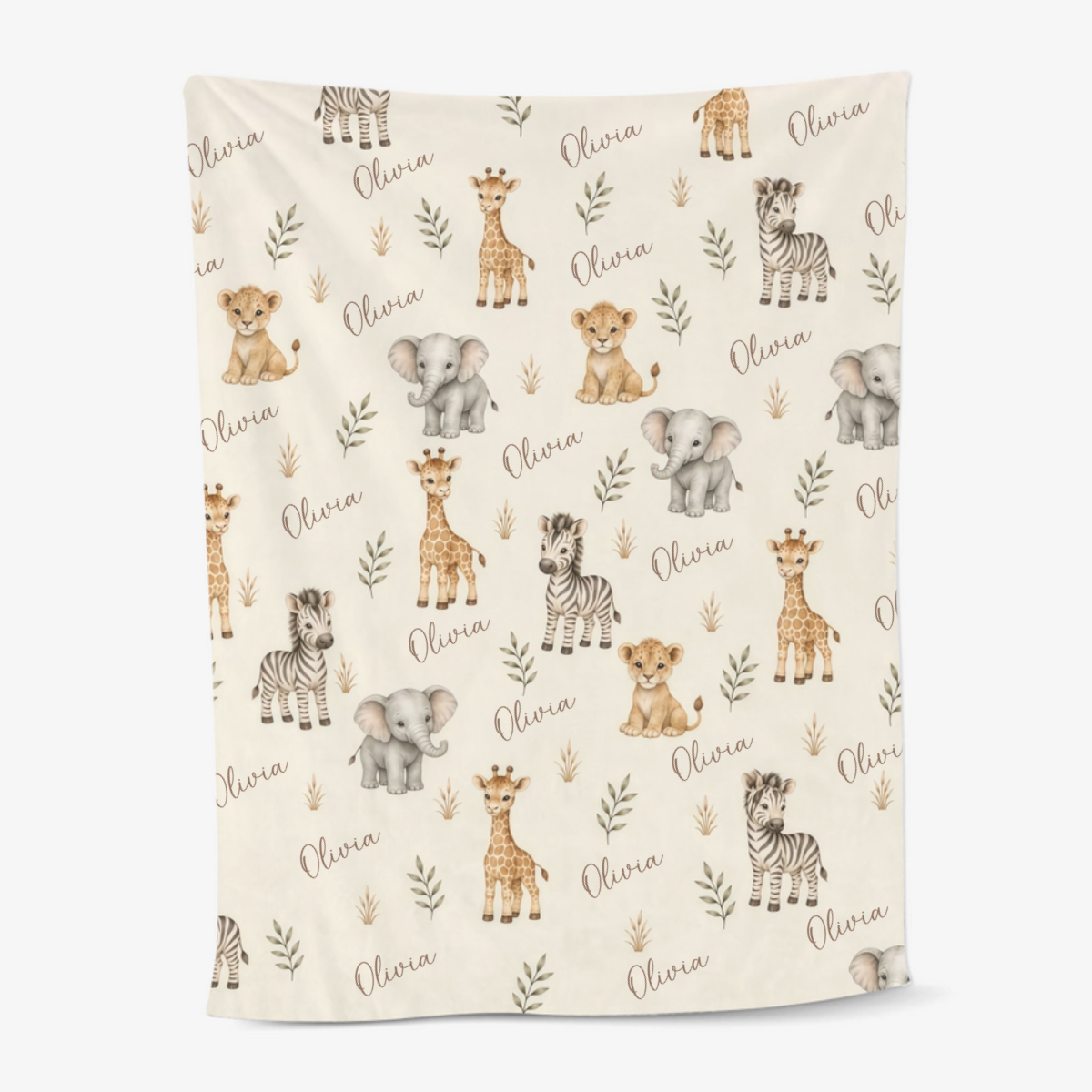Safari_Animals_Personalised_Gift_ _Blanket_For_Babies