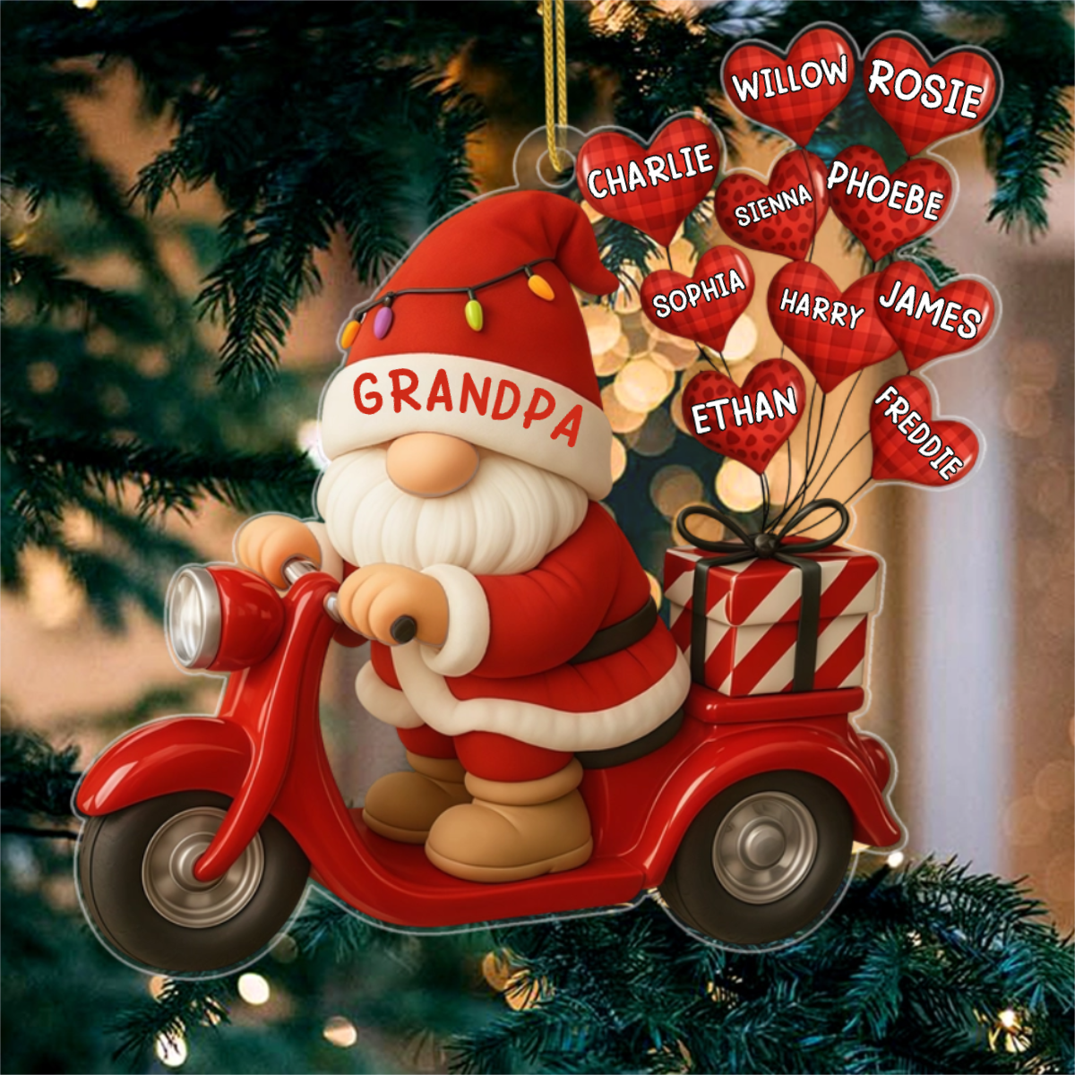 Santa_On_A_Scooter_ _Personalised_Gift_Acrylic_Christmas_Ornament_For_Grandpa3