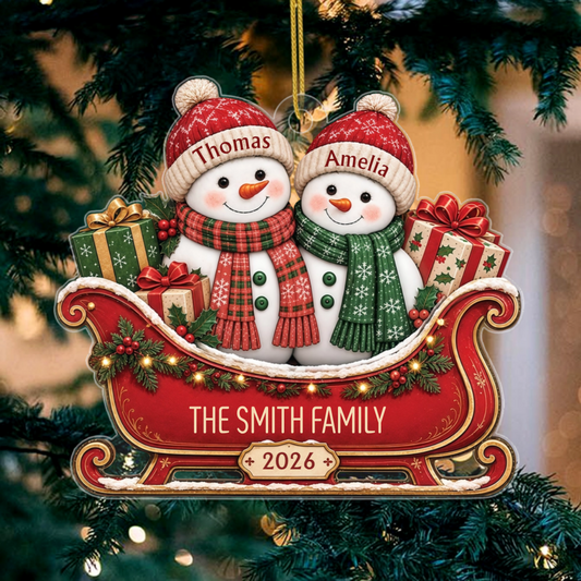 SnowmanFamilySleigh_PersonalisedGiftAcrylicOrnamentForFamily_3