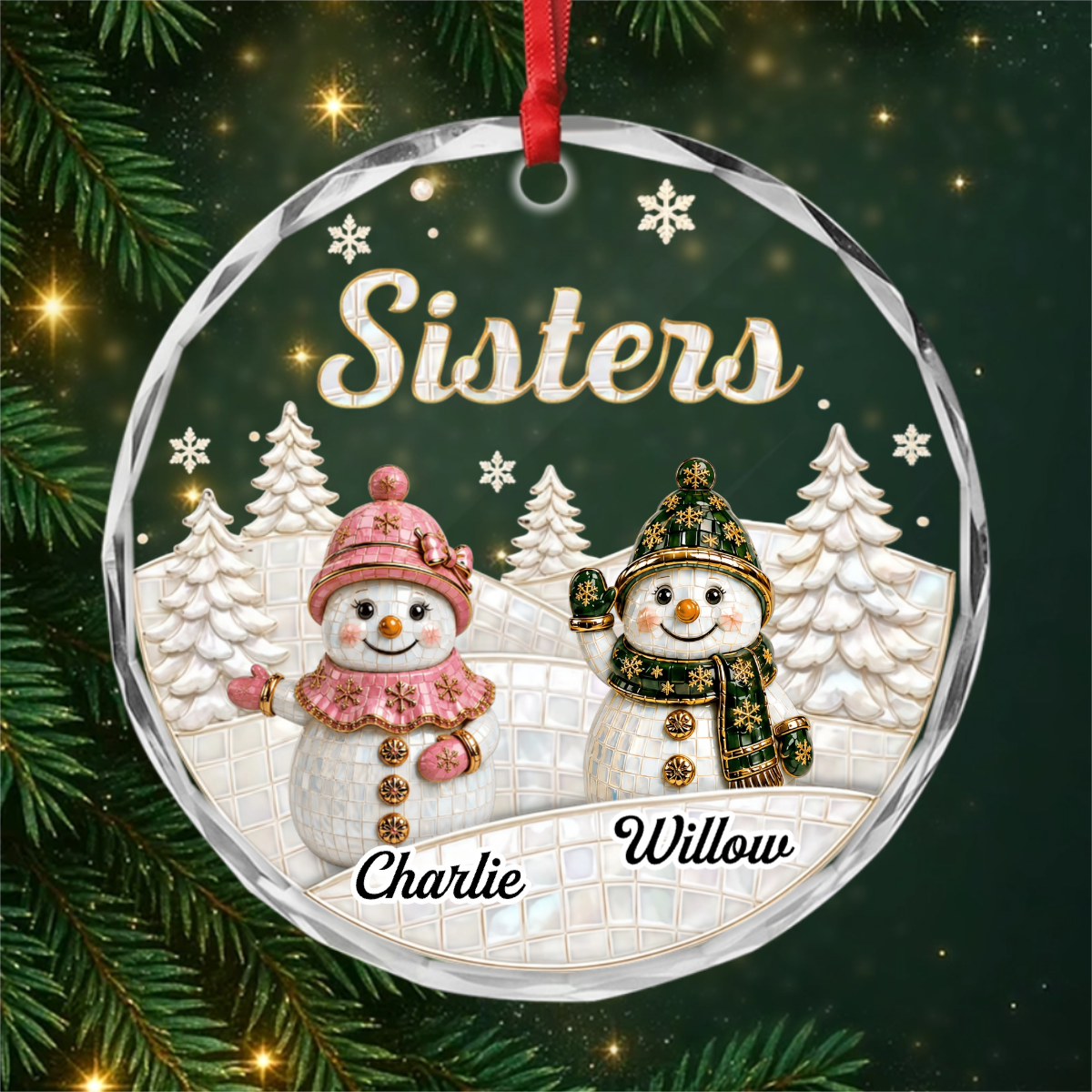 SnowmanSiblings PersonalisedGift_GlassCircleOrnamentForFamily1_6c45f832 079a 47af af7f bb877e9ecc2b