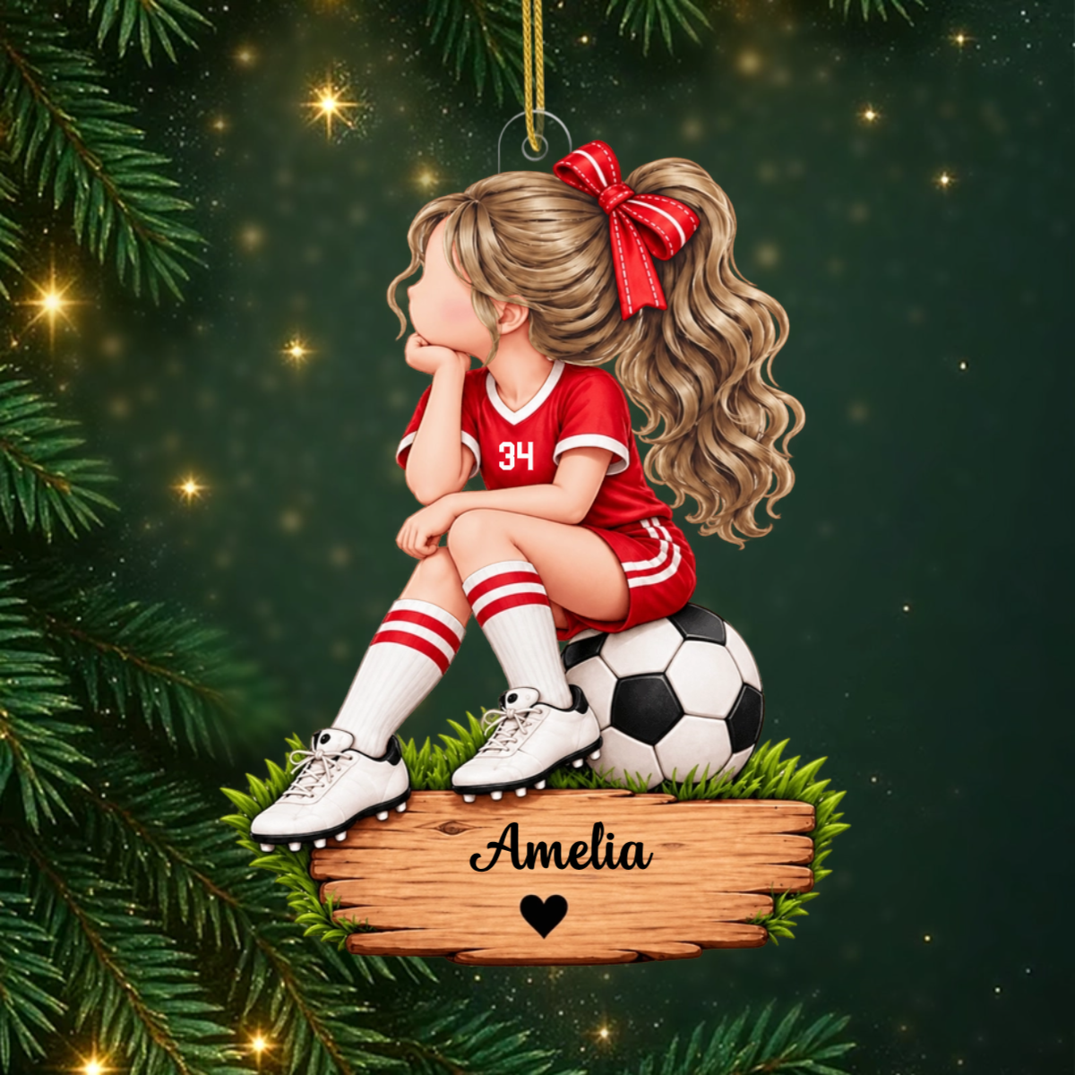SoccerGirl_PersonalisedGift AcrylicOrnamentForGirlsWhoLoveSoccer