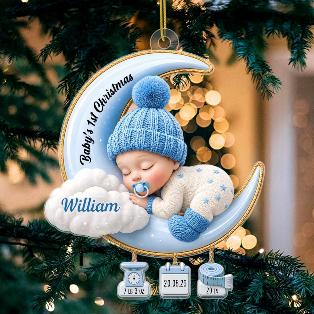 SweetDreamsLittleAngel_PersonalisedGiftAcrylicOrnamentForNewborn