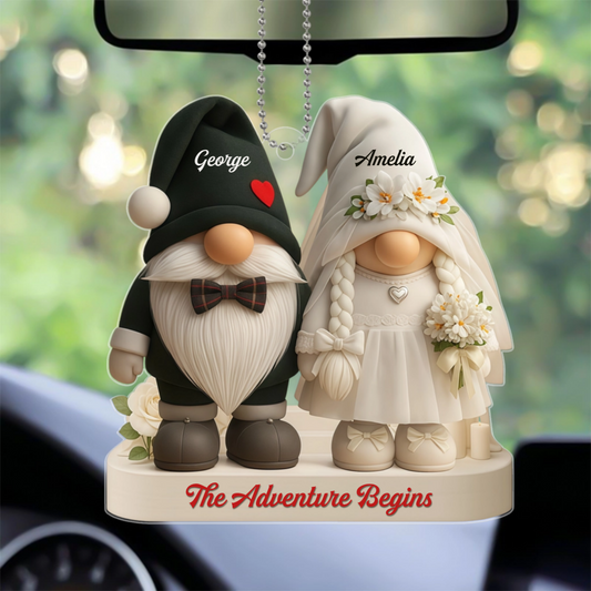 TimelessBond_GroomAndBrideWithHeartsAndFlowers_PersonalisedGiftOrnamentForCouples