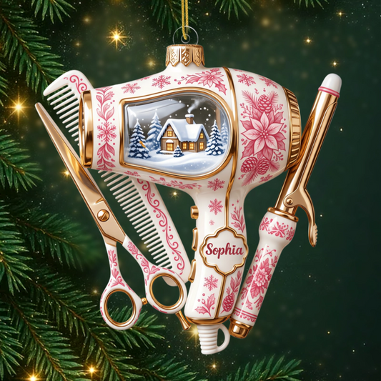 ToileDeJouy PersonalisedGift_AcrylicChristmasOrnamentForHairStylists1