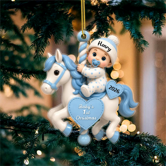 BabyFirstChristmasOnCarouselHouse_PersonalisedGiftAcrylicOrnamentForNewborn_3_81812208 dc7e 4dc9 9213 c9fe3d1a6722