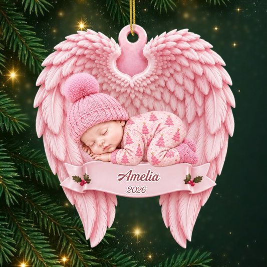 BabyMemorial_PersonalisedGift AngelWingsAcrylicOrnamentForParents