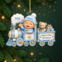BabyOnToyTrainFirstChristmas_PersonalisedGiftAcrylicOrnamentForNewborn