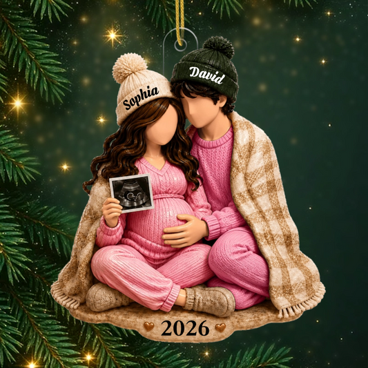 Baby_sFirstChristmasJourney PersonalisedGift_AcrylicChristmasOrnamentForExpectingParents1