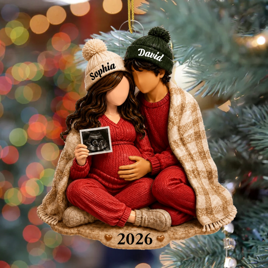 Baby_sFirstChristmasJourney PersonalisedGift_AcrylicChristmasOrnamentForExpectingParents2
