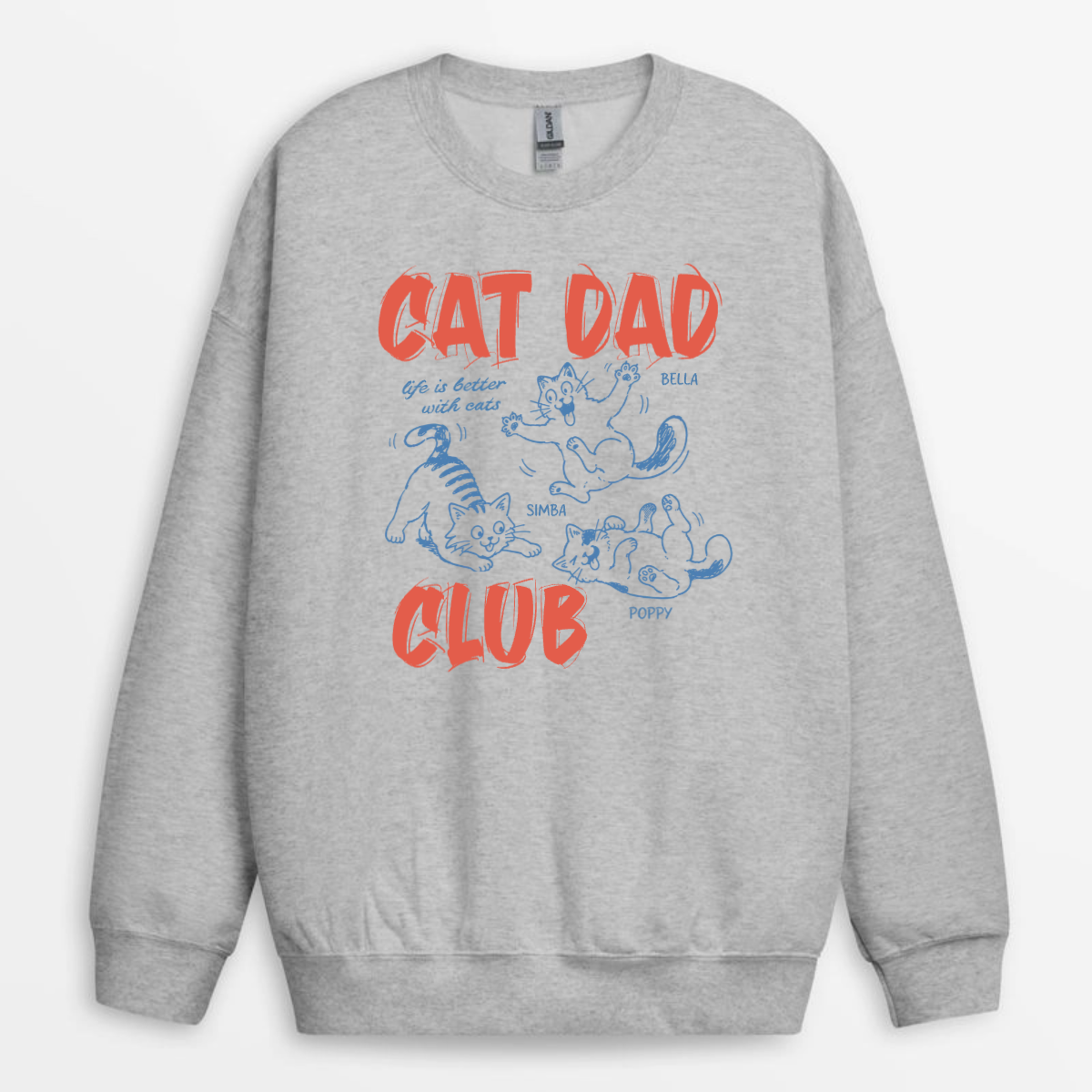 CatDadClub CustomCatNameRetroOrange PersonalisedT shirtFunnyFather_sDayGiftForDad_3