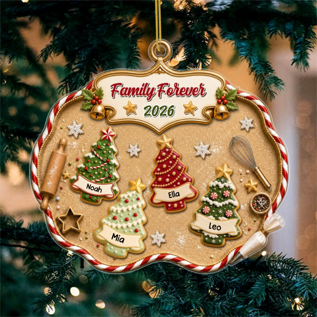 Christmas_Tree_Cake_Siblings_ _Personalised_Gift_Acrylic_Ornament_For_Family_2