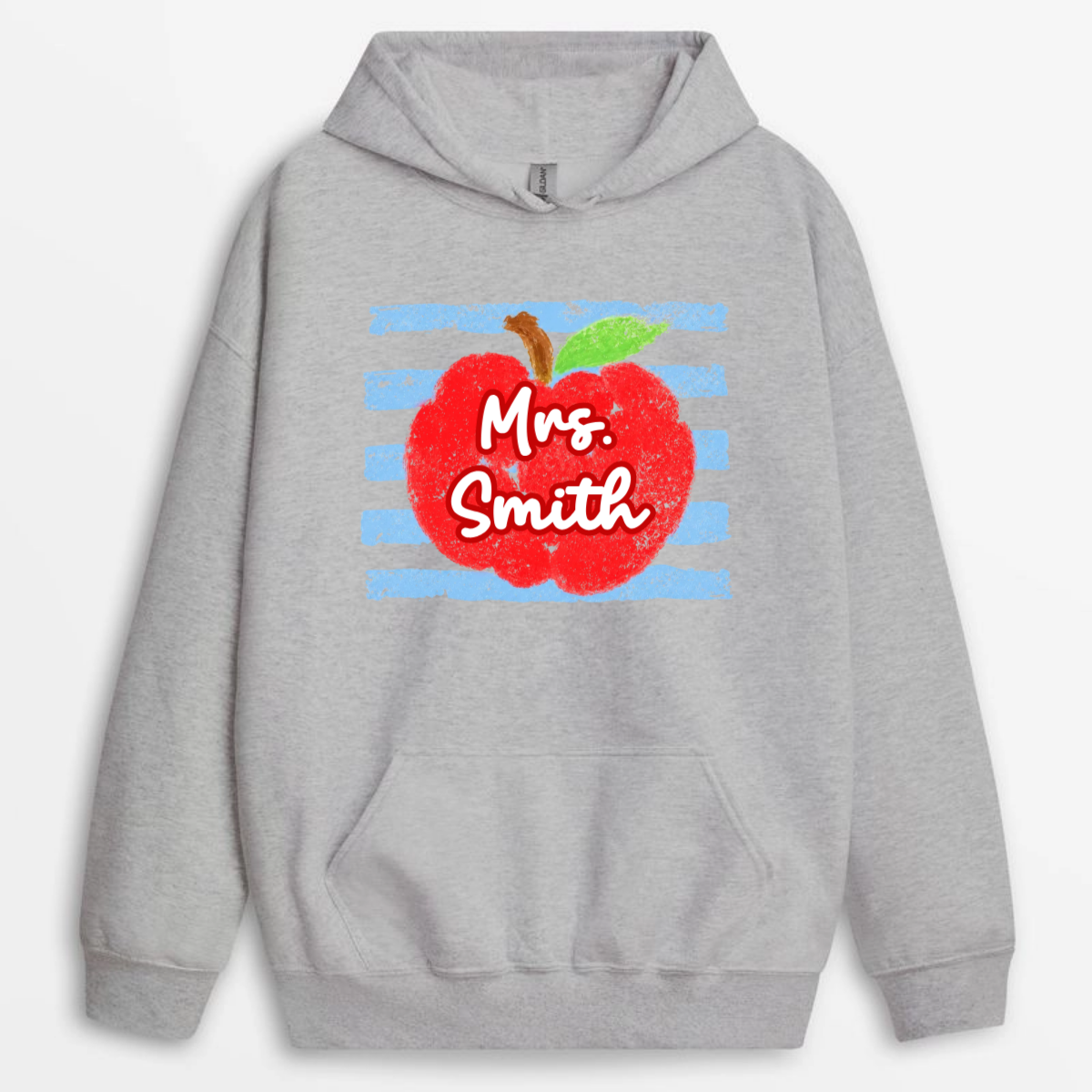 Coastal_Apple_Pencil_Stripes_Back_To_School_Personalised_Gift_T Shirt_For_Teacher_4
