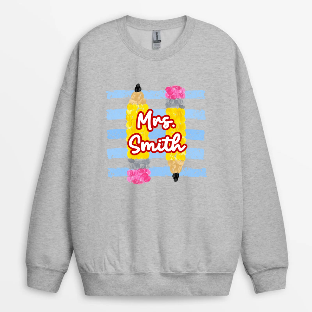Coastal_Apple_Pencil_Stripes_Back_To_School_Personalised_Gift_T Shirt_For_Teacher_5